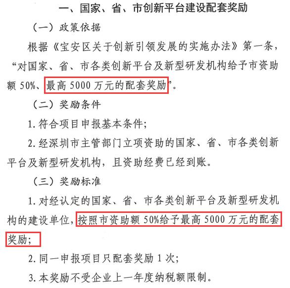 5000萬項目申報獎勵！寶安區(qū)創(chuàng)新平臺及相關機構有福了！